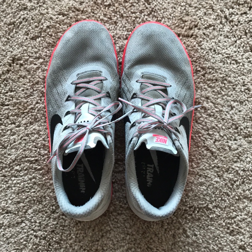Pink and grey Nike Metcons